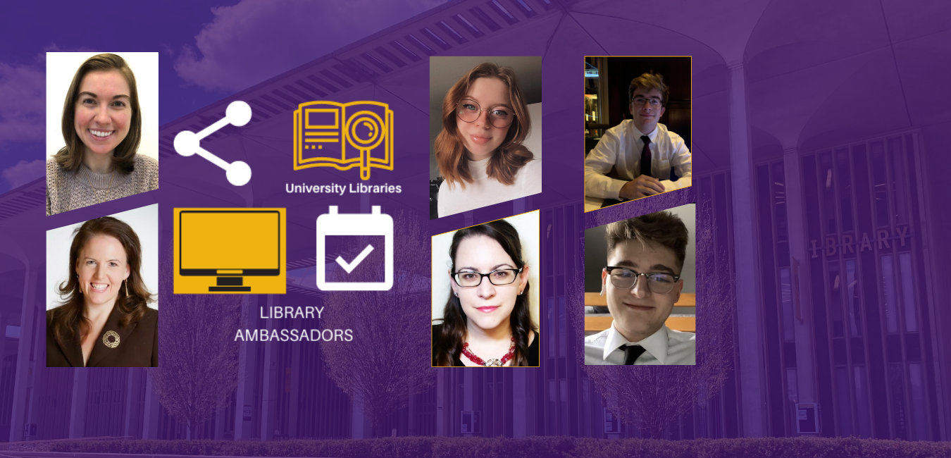 Library ambassadors logo and headshots