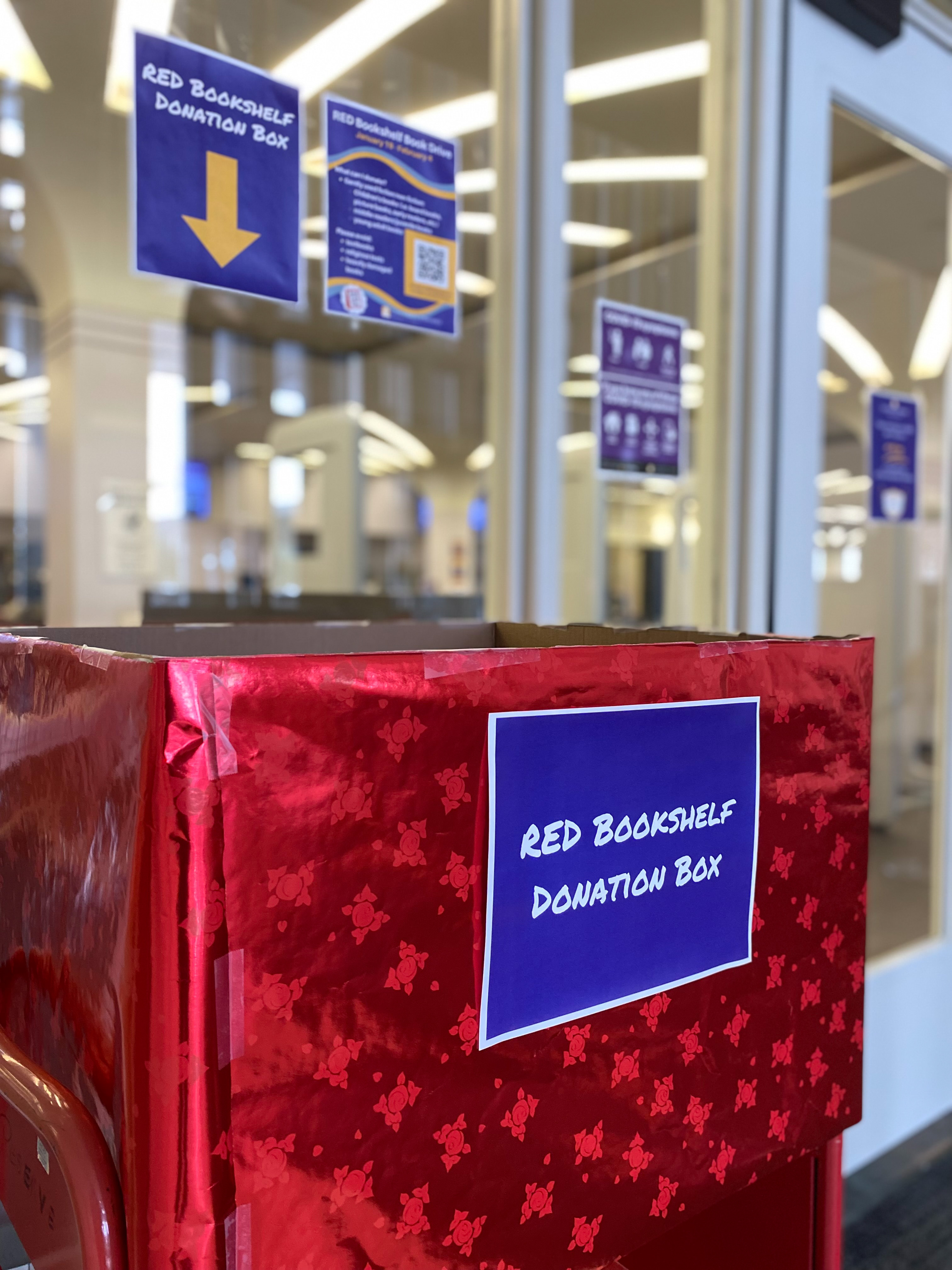 RED Bookshelf donation box