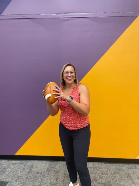 Lindsay Van Berkom with a football